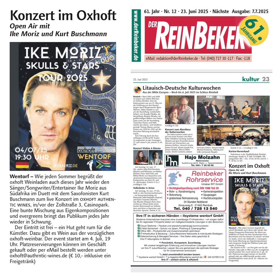 Ike Moriz Duo Kurt Buschmann Oxhoft Authentic Wines Wentorf 2025 Stars and Skuls Tour